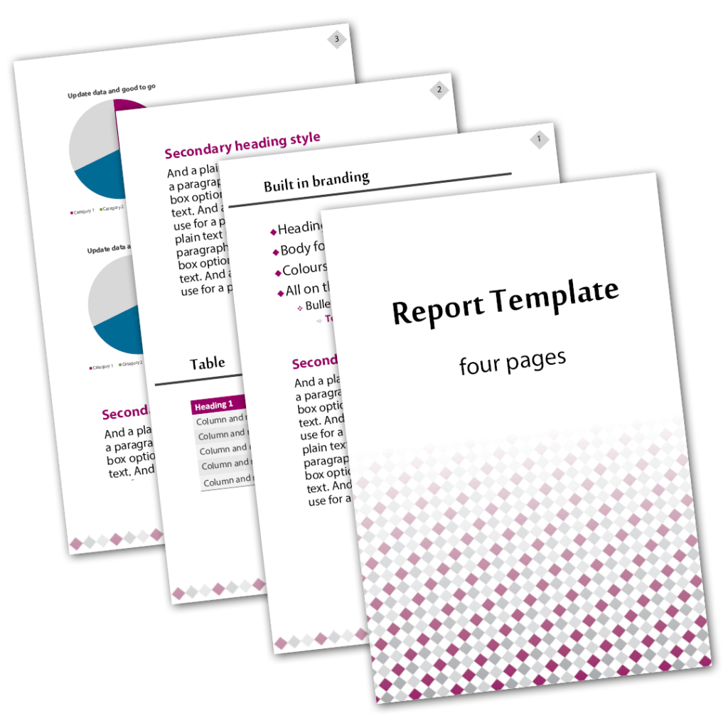 report template design in Microsoft Word or InDesign designed by graphic designer Kassandra Marsh from Make Better Documents, Brisbane Australia,