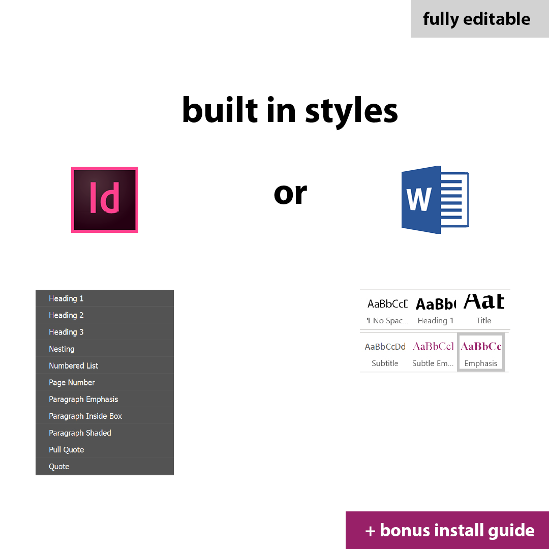 report template design has built in styles