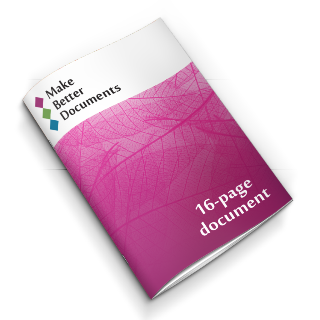 custom professional 16 page booklet design can be used for any industry specialty or niche. versatile usage for example a brochure, report, sales book, work book for workshop, seminar, meetings, online, face-to-face learning, bespoke designs, level up your business, high-quality layout designed by graphic designer Kassandra Marsh from Make Better Documents, Brisbane Australia