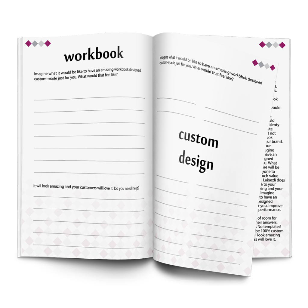 custom professional workbook design work book for workshop, seminar, meetings, online, face-to-face learning, can be for any niche or speciality, fillable areas for writing, space to write, fillable forms for interactivity when downloaded, bespoke designs, level up your coaching business, high-quality layout designed by graphic designer Kassandra Marsh from Make Better Documents, Brisbane Australia