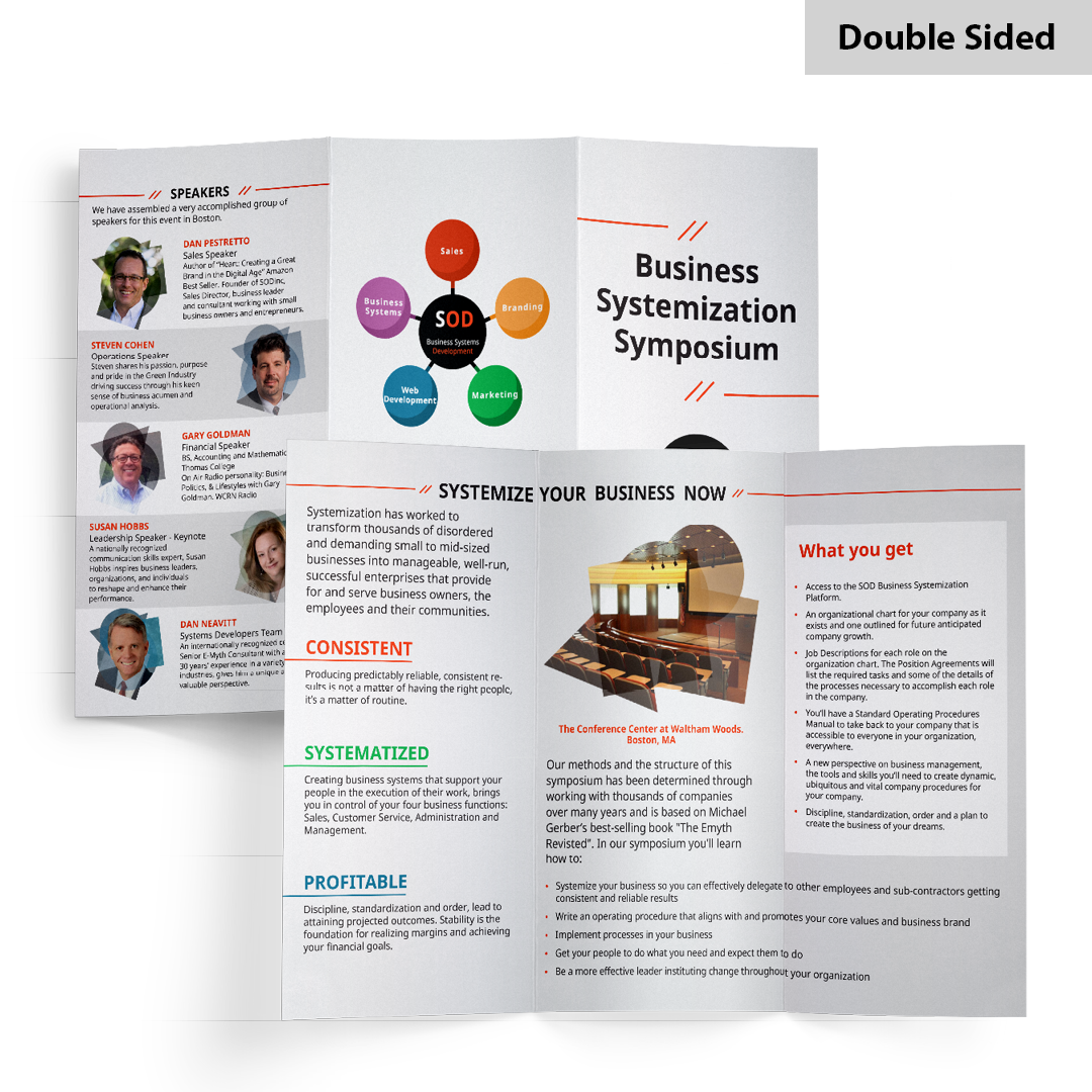 professional export brochure design designed by graphic designer Kassandra Marsh from Make Better Documents, Brisbane Australia for marketing your business service event can be any size with any fold type tri-fold, bifold, fold in half, z-fold, gate fold