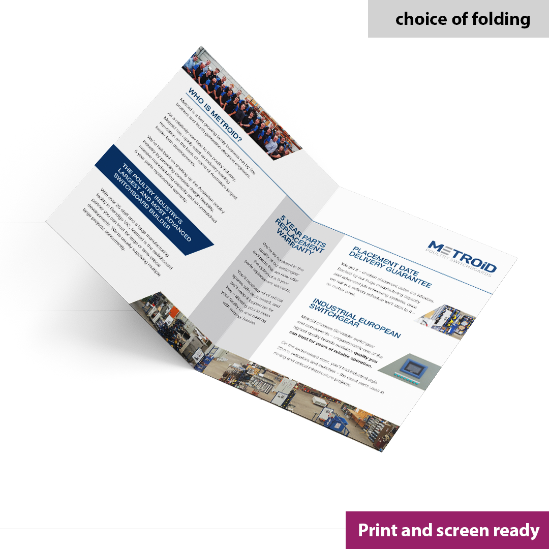 professional export brochure design designed by graphic designer Kassandra Marsh from Make Better Documents, Brisbane Australia for marketing your business service event can be any size with any fold type tri-fold, bifold, fold in half, z-fold, gate fold